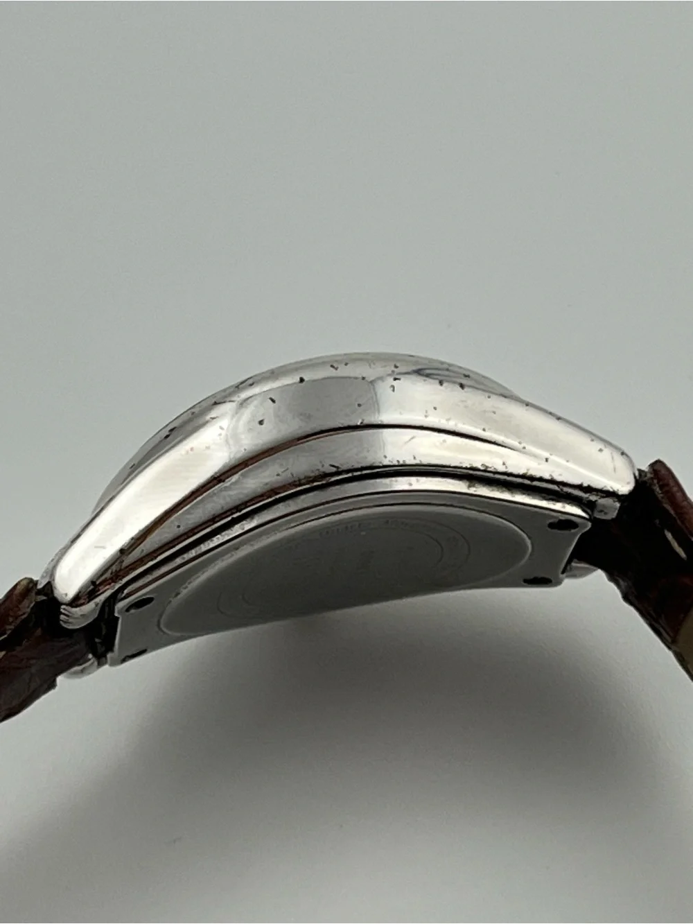 925 Sterling Silver Watch Case Space Age Analog Wrist Watch Mother of Pearl